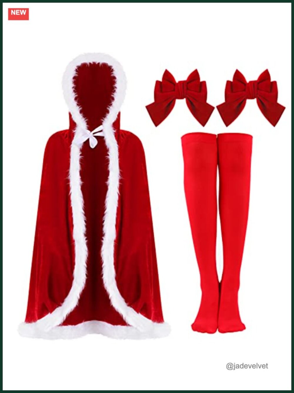 Velvet Hooded Princess Cloak Cape Cosplay Costume with Socks and Bow